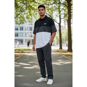 Under Armour Playoff Polo Men's 2XL Black,Gray, White Short Sleeve  Shirt
